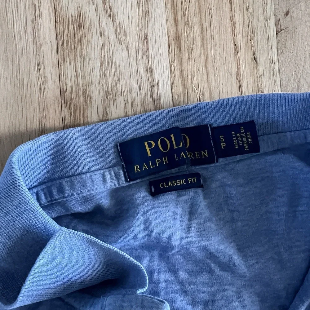 Polo Ralph Lauren Classic Fit light Blue Polo Shirt Small brown Pony Logo cotton